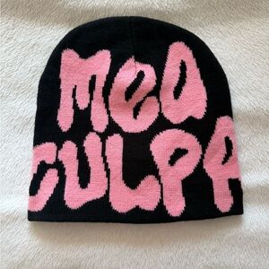 Black and Pink Graphic Beanie